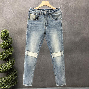 Pantalones <span class=keywords><strong>vaqueros</strong></span> ajustados de alta calidad para <span class=keywords><strong>hombre</strong></span>, pantalones pitillo informales asequibles, pierna recta, Hip Hop, moda ajustada, nuevo estilo, Parche de cobre roto - Product Image 4