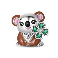 Pendentif Adorable Lapin et Ours en Cuivre Plaqué Argent 925, Kit de Perles pour Bijoux DIY, Accessoire de Chaîne de Main, Fourniture Exclusive Fabricant