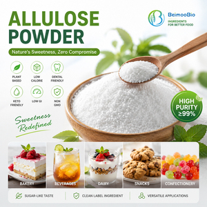 Allulose Fermentasi Alami 99% Bubuk Kristalin Aditif Makanan Tanpa Rasa Dingin di Mulut Nol Kalori Gula Langka Rendah Gula - Product Image 2