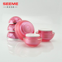 Pot de crème sphérique pour perceuse Pot de crème acrylique couleur rose Récipient cosmétique en plastique Emballage