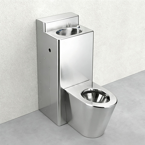 WC monobloc moderne en acier inoxydable <span class=keywords><strong>avec</strong></span> siphon en S anti-dommage et réservoir encastré pour toilettes, avions et trains à grande vitesse - Product Image 1