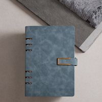 Carnet à spirale souple A5 avec couverture en cuir PU imprimé, 6 anneaux, papier offset, feuilles mobiles, pour affaires et usage scolaire