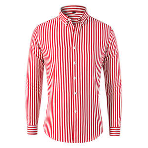 Chemise à manches longues rayé Stretch de haute qualité hommes d'affaires décontracté col carré chemise mode manteau haut en gros - Product Image 4