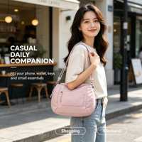 Sac à bandoulière léger vintage en nylon pour femme, multi-poches, résistant à l'eau, avec fermeture éclair, sac hobo quotidien