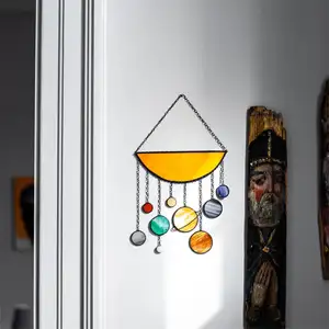 행성 Suncatcher 프리미엄 스테인드 글라스 갤럭시 드림 태양 포수 창 벽 장식 태양계 예술 생활 가정 장식