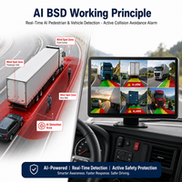Sistema de Cámara para Camiones con IA BSD de 10.36'', Monitor AHD de 6 Canales, Detección de Peatones y Vehículos, Advertencia, para Camiones Comerciales, Autobuses, RV, Flotas, Impermeable