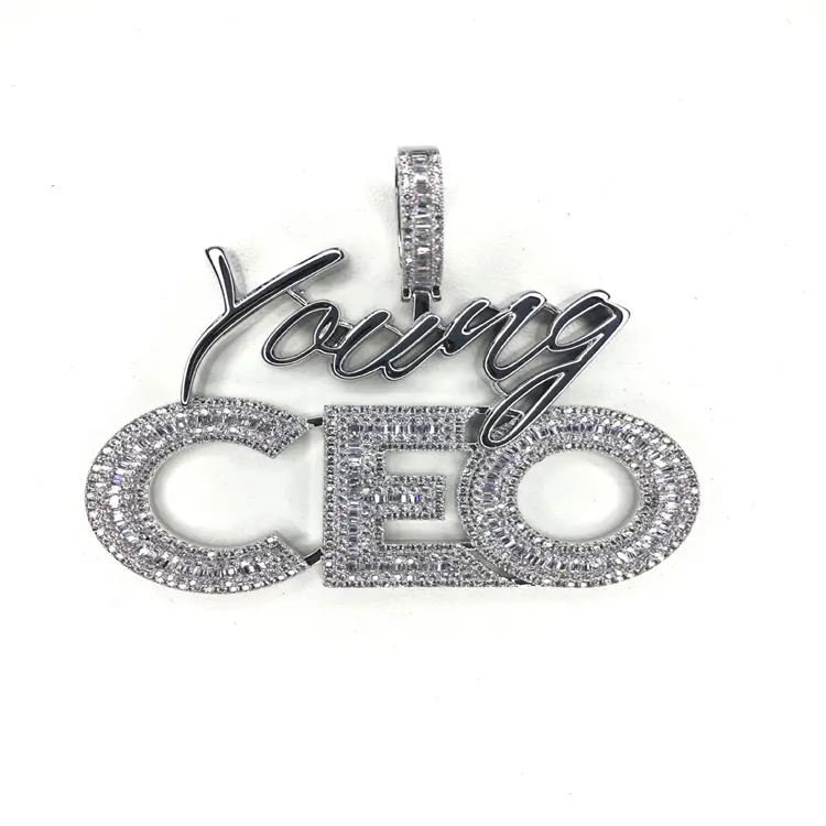 Hot Style Iced Out Zircon Copper Pendant 18 Gold Plated Initial Letter Name Men's Young CEO pendant