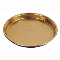 JY-82104 Hochwertige Sushi-Box mit Deckel, bedruckt, rund, aus Kunststoff, für Desserts, Gold-Schwarz