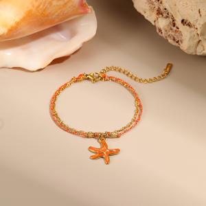 トレンディなシェリーアニバーサリーバケーションビーチDIYヒトデコンクハートペンダントチャームブレスレット18Kゴールドステンレススチール防水 - Product Image 3