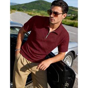 Polo Personalizado para Hombre con Cierre, Manga Corta, Tejido Transpirable, Color Sólido, Estilo Casual para Golf - Product Image 1