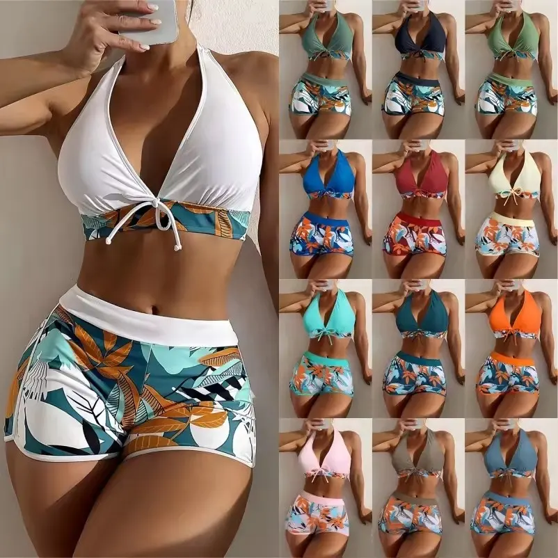 Penjualan laris 8003 Set 2 potong Bikini mendengar Amber Bra olahraga baju renang ukuran besar pakaian renang wanita seksi gesper pakaian renang baju renang murah