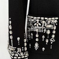 Robe de soirée sirène longue, col tailleur, ornée de perles et de diamants, style célébrité européenne et américaine, collection 2025