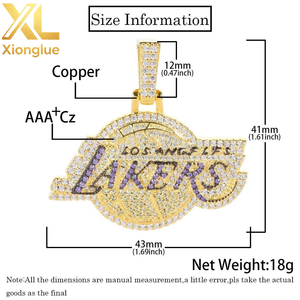 Colgante Personalizado de Equipo con Baño de Oro 18k, Estilo Hiphop Bling Iced Out 5A CZ, Venta al por Mayor - Product Image 3