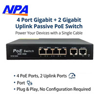 Switch PoE Gigabit de 4 Puertos + Switch de Red de Enlace Ascendente 2GE, PoE AI Watchdog, Protección contra Rayos de 6KV, QoS para Cámaras IP de Seguridad CCTV