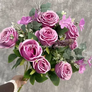 2024 Best Selling Product Artificial Flower Silk Bunch Of Rose Artificial Flowers For Wedding Home Decor