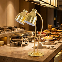 Lampe chauffante électrique dorée en acier inoxydable 250W pour présentation alimentaire, chauffe-plat de table pour buffet, hôtel, restaurant, traiteur, réglable