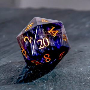 Dado D20 in Ametista, 25mm, 20 Facce, per D&D, <span class=keywords><strong>Dungeons</strong></span> and Dragons, Giochi di Ruolo, MTG, Fatto a Mano - Product Image 2