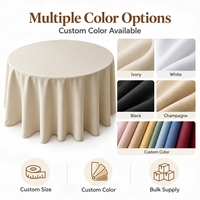 Nappe ronde en polyester unie tissée pour mariage, banquet, hôtel, restaurant – Taille personnalisée