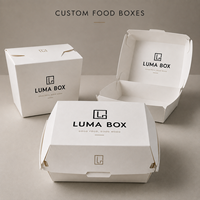 Emballage alimentaire personnalisé avec logo pour hamburgers, poulet frit, frites, carton à emporter, conteneur jetable, vente en gros, approvisionnement commercial