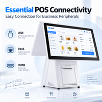Terminal de point de vente à double écran 15,6 pouces Android 14 RK3576 8 Go 64 Go avec imprimante thermique 80 mm pour système de caisse de vente au détail et de restauration