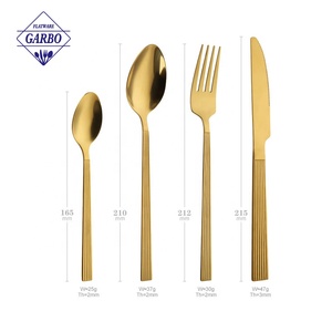 Vente en gros <span class=keywords><strong>de</strong></span> <span class=keywords><strong>couverts</strong></span> plats en acier inoxydable 410/13-0 plaqués or PVD, cuillère, fourchette, couteau à manche rayé, <span class=keywords><strong>couverts</strong></span> <span class=keywords><strong>de</strong></span> <span class=keywords><strong>table</strong></span> pour <span class=keywords><strong>restaurant</strong></span> - Product Image 2