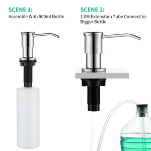 ที่จ่ายสบู่ล้างจานแบบติดตั้งบนเคาน์เตอร์ทรงสี่เหลี่ยม ผลิตจากโครเมียม - Product Image 4