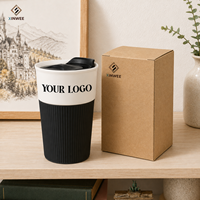 Mug de voyage en céramique personnalisé de 300 ml avec couvercle en silicone et couvercle coulissant, gobelets à emporter sans poignée