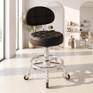 Silla de Esteticista Resistente con Reposapiés, Tapizada en Cuero PU Negro, Giratoria Hidráulica, para Tatuajes, Maquillaje, Clínica Dental, Spa, Laboratorio - Product Image 1