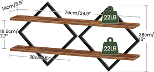 Estantes Colgantes de Madera de 2 Niveles para Sala de Estar, Dormitorio, <span class=keywords><strong>Cocina</strong></span>, Oficina, Estudio, Marrón Rústico - Product Image 2