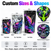 Sachets Mylar découpés sur mesure, résistants aux enfants et anti-odeur, de 3,5g et 7g, en feuille, à fond plat, pour emballage de détail OEM aux États-Unis