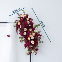 NINI Composition florale artificielle rouge foncé et rose pour décoration de toile de fond de mariage, arche florale, rangée de boules florales, disponible en gros et sur mesure