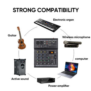 Mezclador Profesional Pequeño con Bluetooth de 4 y 6 Vías con Efecto Reverb y Micrófono para Karaoke Escenario y Tarjetas de Sonido - Product Image 5