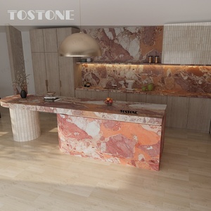 Impresionantes Losas de Mármol Rojo <span class=keywords><strong>Marple</strong></span> Venice de Tostone para Encimeras de Cocina, Tocadores, Islas de Cocina, Escritorios y Decoración de Paredes - Product Image 2