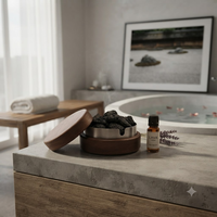 Diffuseur de parfum d'hôtel de luxe, ensemble minimaliste d'aromathérapie en pierre de lave avec conteneur en bois, décoration bien-être pour bureau