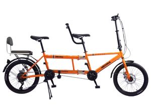 Vélo pliable à deux places en acier à <span class=keywords><strong>louer</strong></span>, vélo tandem multi-vitesses avec freins à disque pour sites touristiques, excursions en famille, parent-enfant - Product Image 5