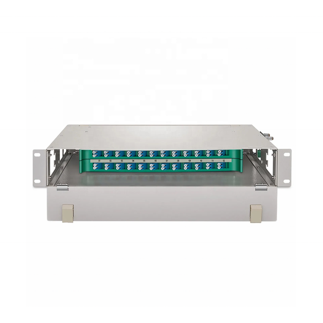 2U 24 Port OS2 Single Mode LC UPC Duplex Adapters 48 Fiber Optic Patch Panel 19" Rack Mount ODF Distribution Frame