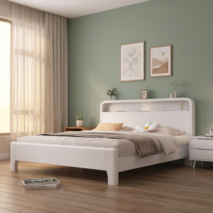 เตียงติดผนังไม้แอชสีขาวสไตล์โมเดิร์นกลางศตวรรษ เฟอร์นิเจอร์ห้องนอน - Product Image 2
