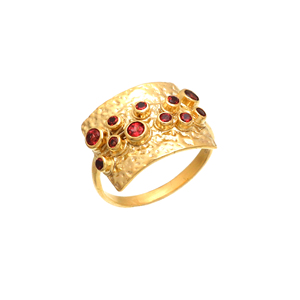 Nouvelle arrivée grenat rouge plaqué or 18 carats solide bague de fiançailles tendance de meilleure qualité pour les femmes - Product Image 1