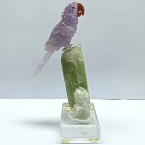 Speciale tecnologia svizzera brasiliana pietra grezza ametista/tormalina viola arte e uccello colorato per regalo aziendale