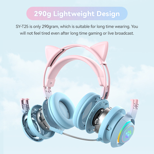 RGB Ánh Sáng Dễ Thương Mèo Giảm Tiếng Ồn 3D Bass Surround Âm Thanh Trên Tai Tai Tai Nghe Trẻ Em Cô Gái Gamer Tai Nghe Cho PC Trò Chơi PS4 PS5 - Product Image 3