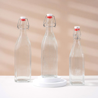 Bouteilles en verre carrées transparentes en gros 500ml 750ml 1000ml avec bouchons roll-on et agitateurs pour la fermentation du kombucha