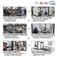 Inodoro Portátil de Lujo de 10 pies para Sillas de Ruedas con Ducha, Precio de Fábrica, Cabina de Baño Móvil Prefabricada para Eventos