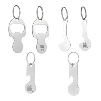 Porte-clés décapsuleur 2-en-1 personnalisé en acier inoxydable vierge, avec puce de déverrouillage de chariot, logo personnalisé, vente en gros
