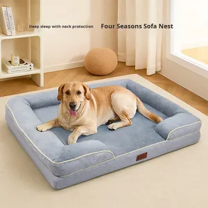 Cama Ortopédica Rectangular Apilable para Perros Grandes, Color Verde Claro, Personalizada por el Fabricante, con Funda Extraíble de Felpa Corta - Product Image 1