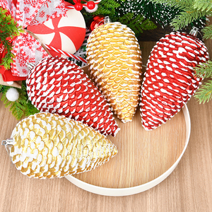 Wholesale Gold &amp; <strong>Red</strong> PVC <strong>Pine</strong> Nut Pendant Simulated <strong>Pine</strong> <strong>Cone</strong> Shape Chunky <strong>Tree</strong> Scene Layout Christmas Decorations Minimum 1kg