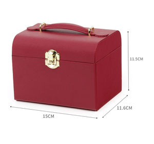Vente flash - Petite boîte à bijoux de voyage faite à la main, multifonctionnelle, 3 étages, recouverte de cuir PU - Product Image 5