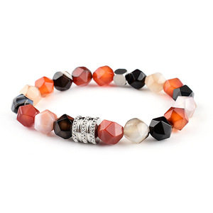 Bracelet en acier inoxydable de luxe pour hommes perles de pierres précieuses en œil de tigre naturel motif géométrique croisé pour les occasions de mariage religieuses - Product Image 2