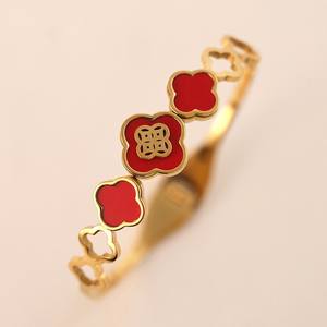 Pulsera Ecológica con Trébol <span class=keywords><strong>de</strong></span> Cuatro Hojas y Baño Electrolítico en Color Dorado, Estilo Europeo Americano para Mujer - Product Image 3