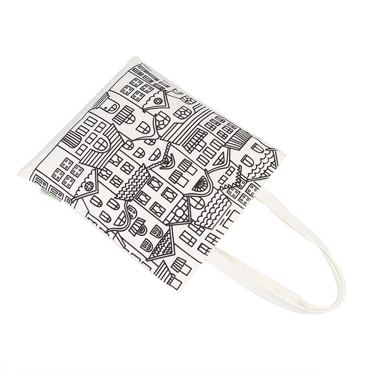 Cheap Eco Black Logo Print White Canvas Cotton Tote Bag Wholesale
