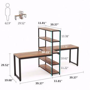 Escritorio de Estudio Grande de Madera Maciza de Arce con Estantería para Libros, Escritorio para <span class=keywords><strong>Trabajar</strong></span> <span class=keywords><strong>desde</strong></span> <span class=keywords><strong>Casa</strong></span>, Estación de Trabajo Moderna - Product Image 5